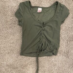 Nobo green top, lace up front. Small